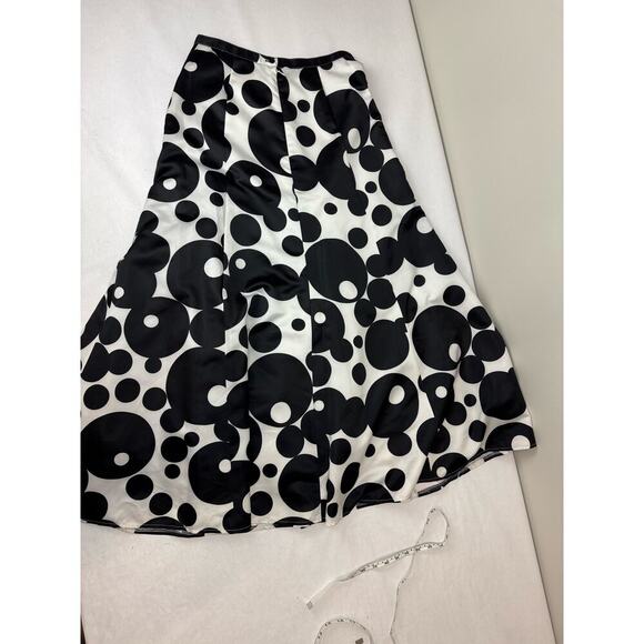 Whimsical Twee Polka Dot Full A-Line Maxi Skirt Black White Playful Venus Size 6 - Picture 4 of 9